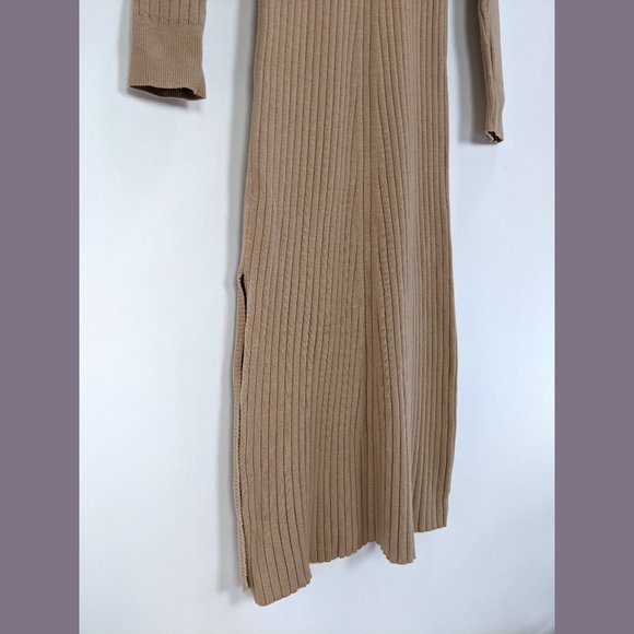 WAYF Size XS Womens BFF Hollie Long Sleeve Side Slit Sweater Dress in Camel - Picture 9 of 13